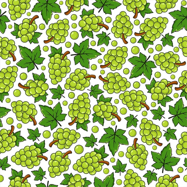 Ilustración de fondo de patrones sin fisuras de fruta de uvas verdes