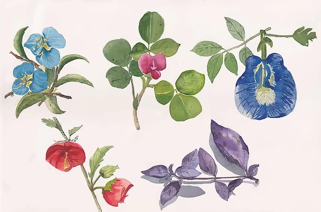 Vector ilustración de fondo de pintura de flores dibujada a mano en acuarela