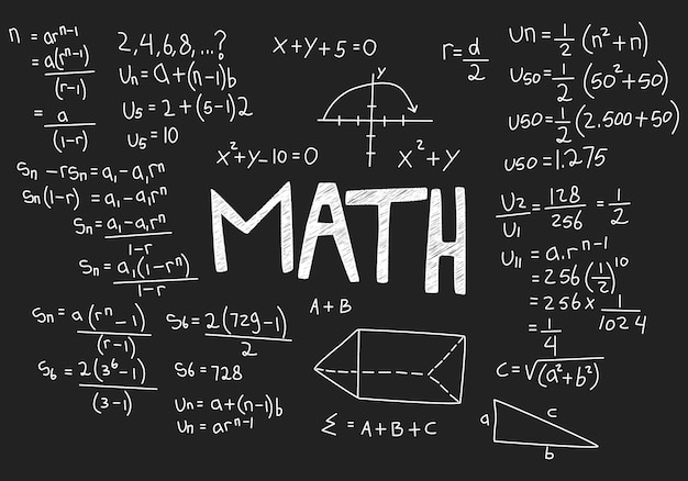 Ilustración de fondo de pizarra de matemáticas realista