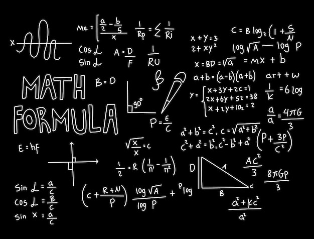 Ilustración de fondo de pizarra de matemáticas realista