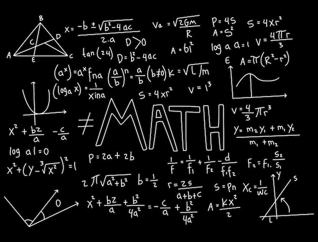 Ilustración de fondo de pizarra de matemáticas realista