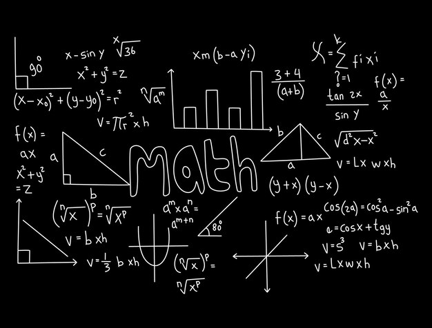 Vector ilustración de fondo de pizarra de matemáticas realista