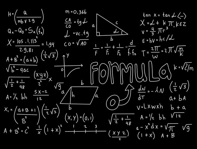 Vector ilustración de fondo de pizarra de matemáticas realista