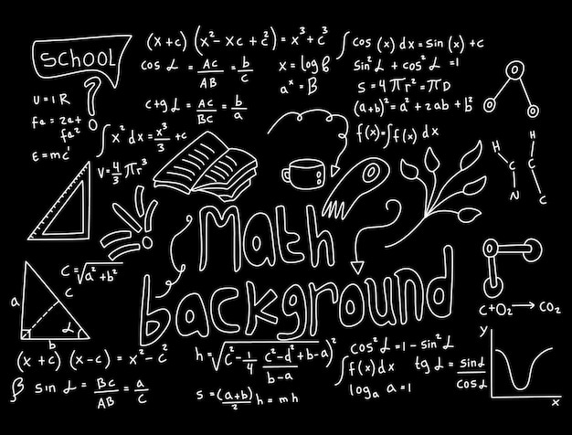 ilustración de fondo de pizarra de matemáticas realista