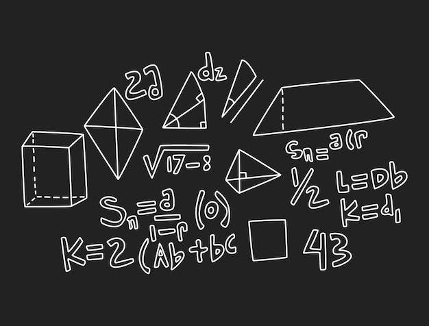 Vector ilustración de fondo de pizarra de matemáticas realistas vectoriales