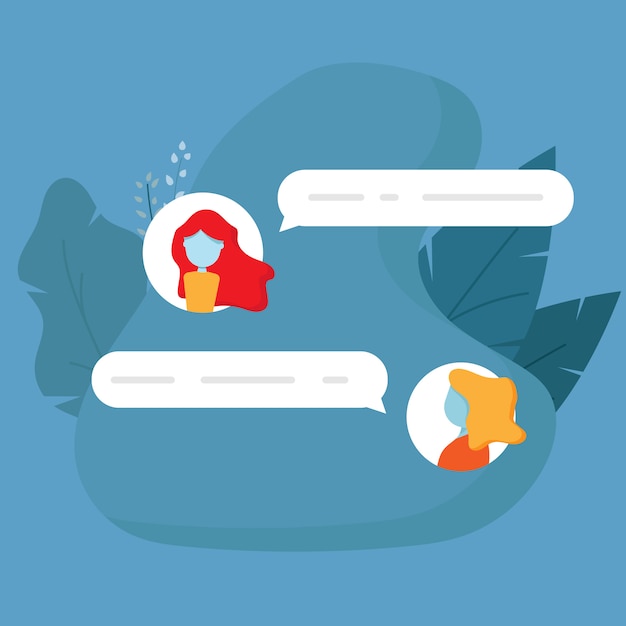 Ilustración del fondo plano del vector del diseño del mensaje de la conversación de la charla