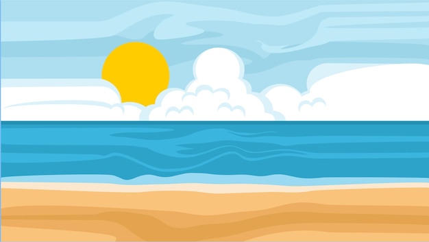 Ilustración de fondo de playa soleada y de arena dorada