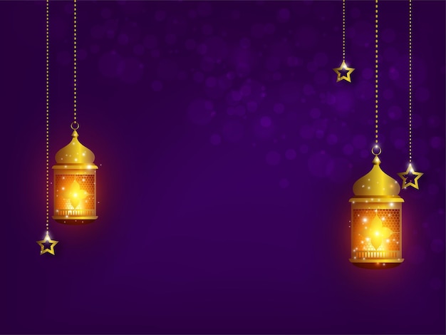 Ilustración de fondo de Ramadan Kareem y lámpara colgante