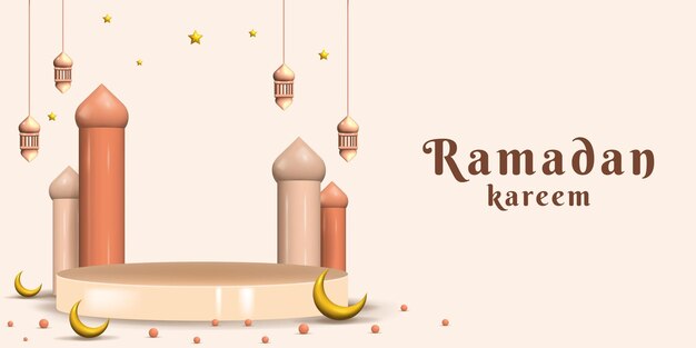 Ilustración de fondo de ramadan kareem con podio 3d