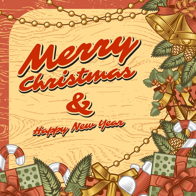Ilustración de fondo retro de la Navidad