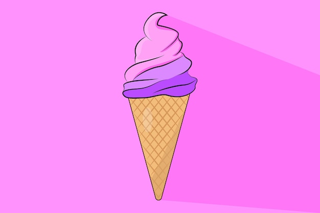 Vector ilustración de un fondo rosa de diseño de vector de helado cono