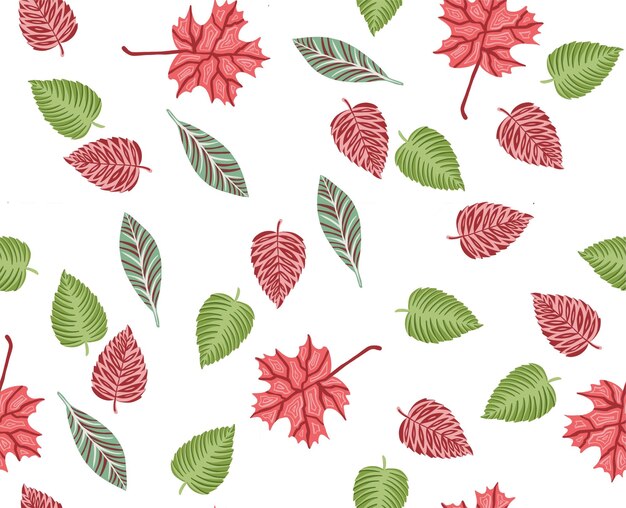 Ilustración y fondo transparente de patrón de hojas de otoño