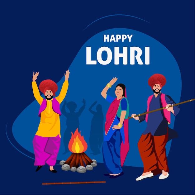 Ilustración de fondo de vacaciones Happy Lohri para el festival Punjabi