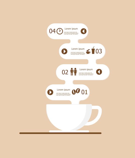 Ilustración de fondo de vector de café infografía