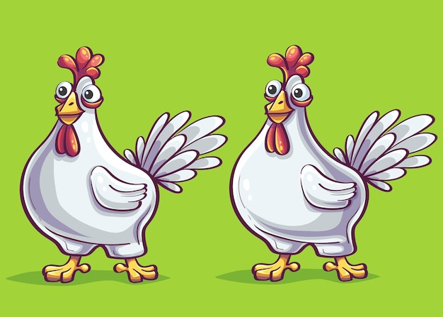 Ilustración de fondo vectorial dos gallos de divertidos dibujos animados