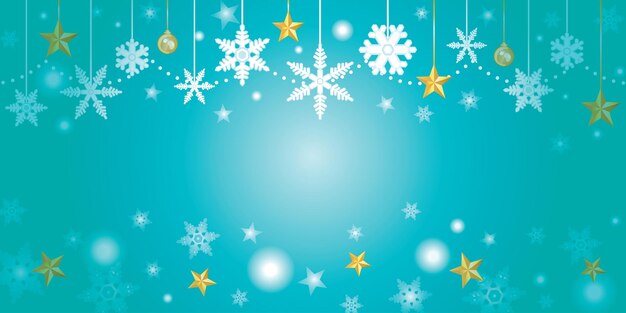 Ilustración de fondo verde de estrella y cristal nevado de Navidad