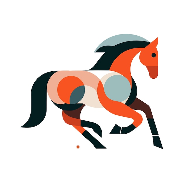 Vector ilustración en forma de caballo plano