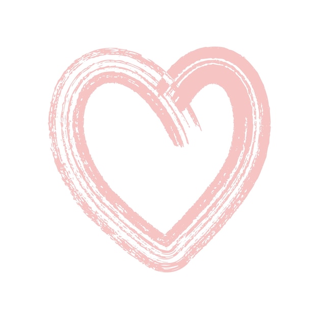Ilustración en forma de corazón acariciada con pincel icono vectorial de textura grunge heart doodle