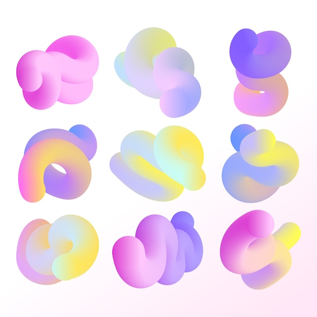 Ilustración de formas abstractas en gradiente 3D