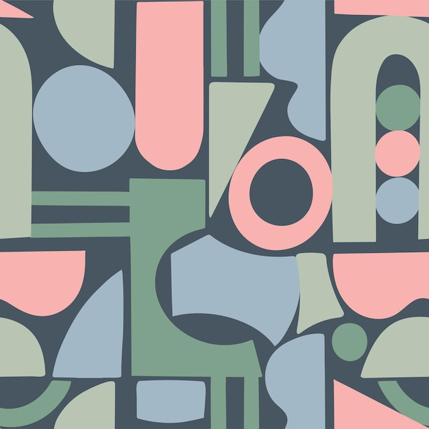 Ilustración de formas geométricas vectoriales patrón de repetición sin costuras obra de arte digital