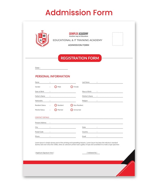 Ilustración de formulario de admisión de vector de formulario de solicitud formulario de registro formulario de registro en línea