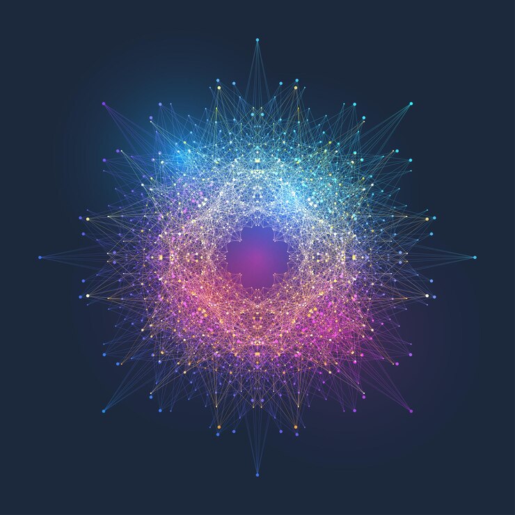 Vector ilustración fractal de flujo de hélice punteada de filotaxis generada por computadora