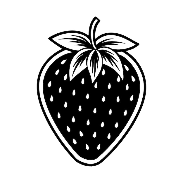 Ilustración de fresa en blanco y negro