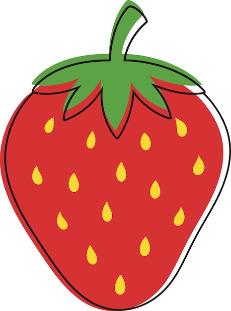 Vector ilustración de fresa. estilo de dibujos animados de fresa. concepto de fruta plana