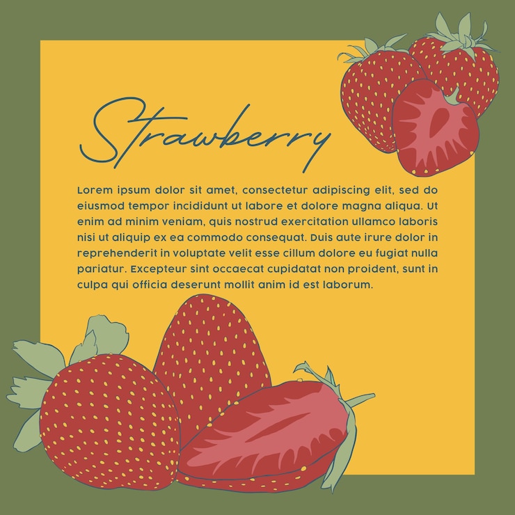Ilustración de fresas dibujada a mano en color