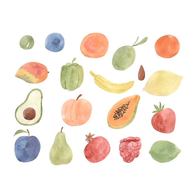 Ilustración de fruta acuarela