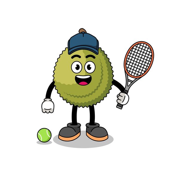 Ilustración de la fruta Durian como diseño de personajes de un jugador de tenis