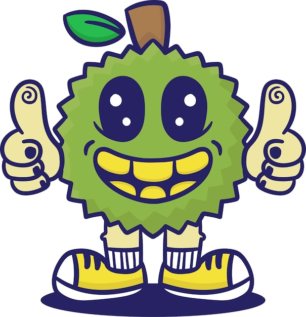 Ilustración de la fruta del durian dibujada a mano por vector Ilustración del durian mascota