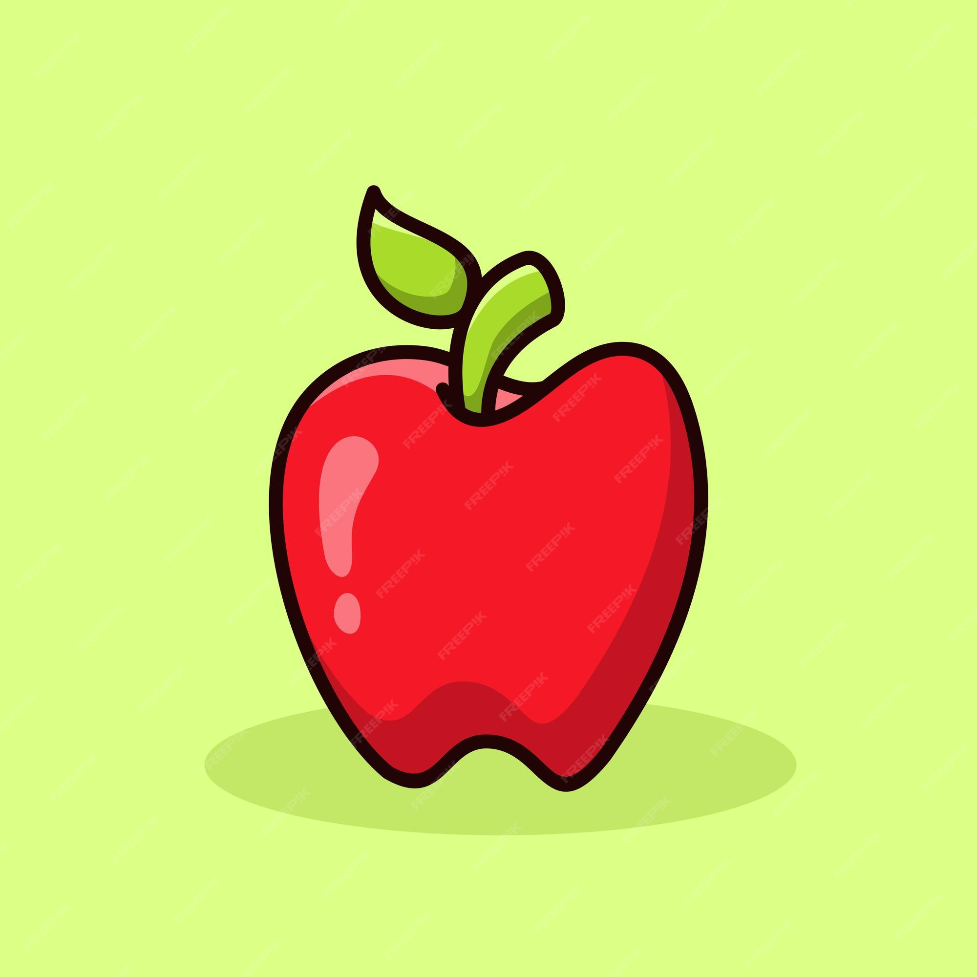 Ilustración de fruta de manzana dibujos animados de vector fresco | Vector  Premium