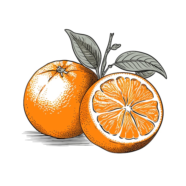 Ilustración De Fruta Naranja Color Plano Dibujado A Mano