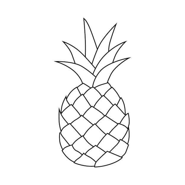 Vector ilustración de la fruta de la piña 2d gráfico plano delineado.