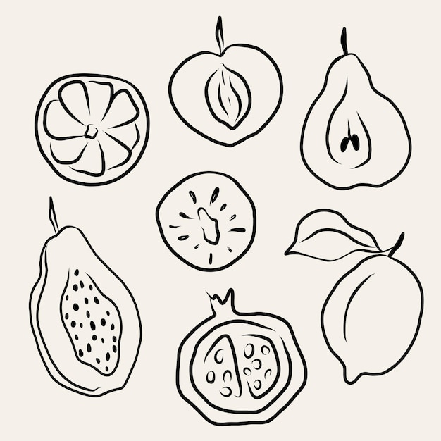 Ilustración de frutas de arte lineal