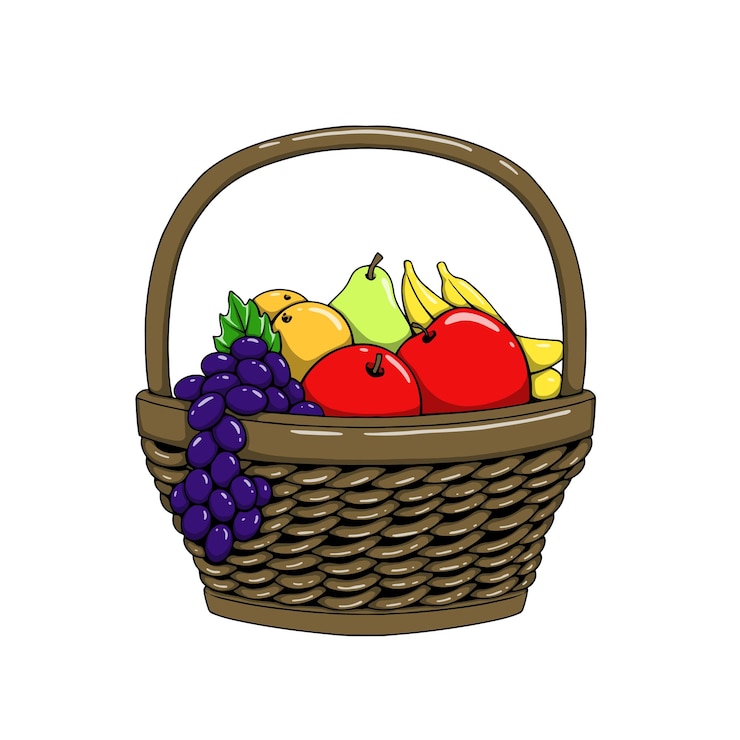Vector ilustración de frutas de cubo dibujada a mano