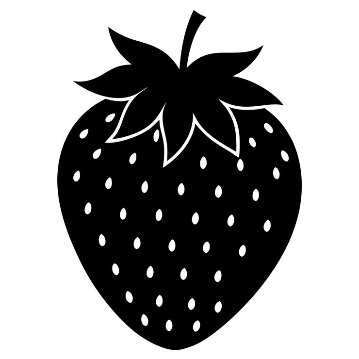 Ilustración de frutas de fresa negra en el arte vectorial de silueta de fresa