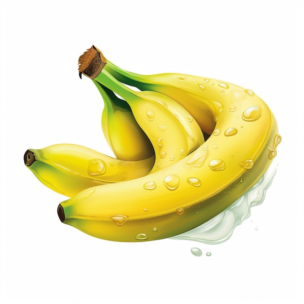 Ilustración de frutas de plátano vector de alimentos tropicales aislados de color amarillo fresco conjunto elemento dulce p