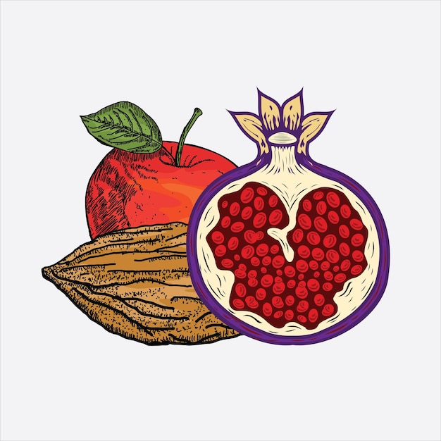 Ilustración de frutas sobre un fondo blanco.