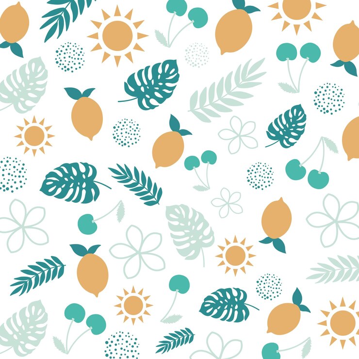 Ilustración de frutas tropicales y flores