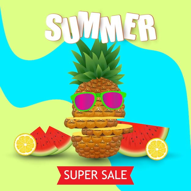 Vector ilustración de frutas en verano. ilustración vectorial