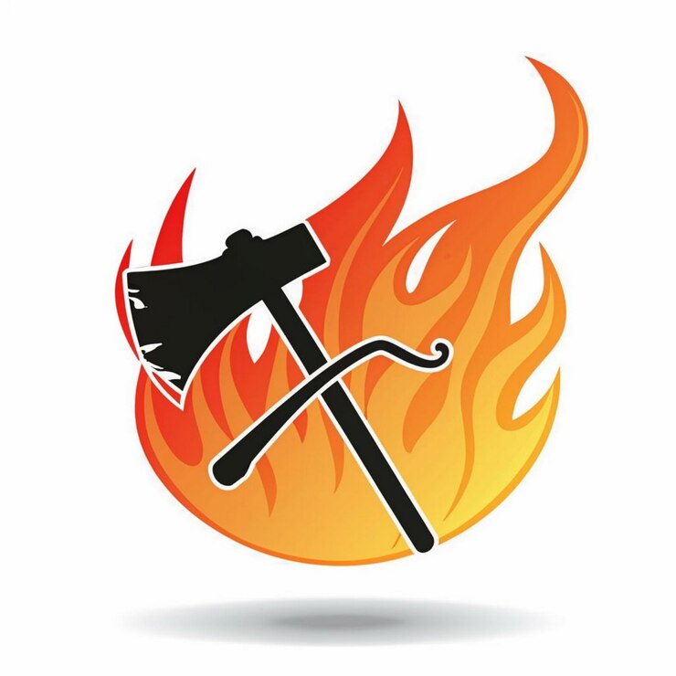 Vector ilustración de fuego con hacha vectorial