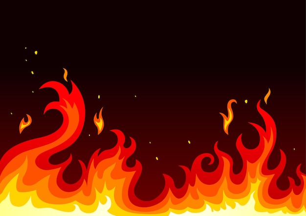 Vector ilustración de fuego sobre fondo oscuro