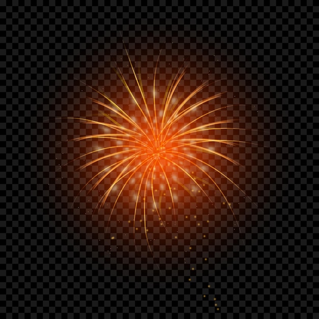 Ilustración de fuegos artificiales brillantes sobre un fondo transparente