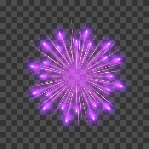 Ilustración de fuegos artificiales vectoriales de luz brillante y brillante de petardos