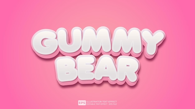 Vector ilustración de fuente de efecto de texto 3d editable gummy bear