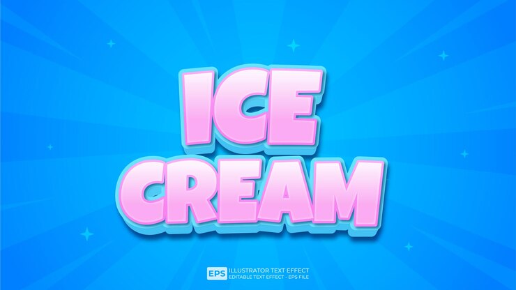 Vector ilustración de fuente de efecto de texto 3d editable de helado