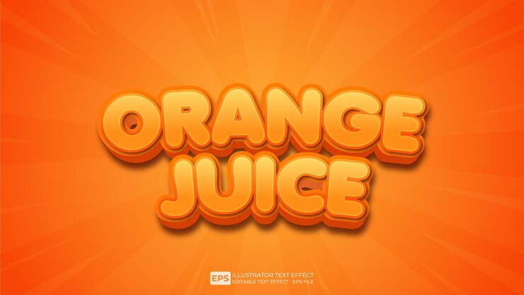 Vector ilustración de fuente de efecto de texto 3d editable de jugo de naranja