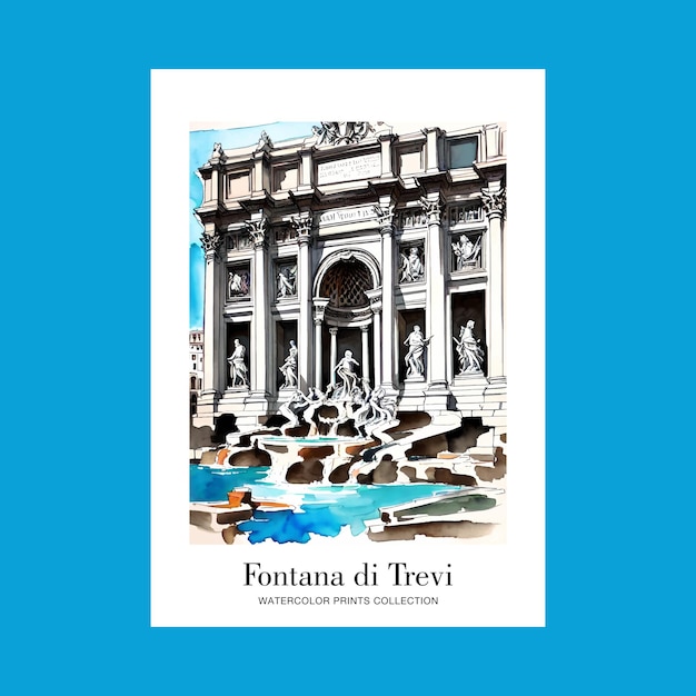 Vector ilustración de la fuente de trevi